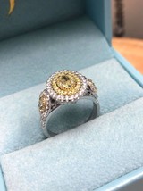 GIA 1.86 CT Oval Natural Fancy Yellow Diamond Ring 18k White Gold - £4,670.17 GBP