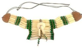 Green Bead Small Indian Style Buffalo Bone Breast Chest Plate Dreamcatcher 719 - £14.38 GBP