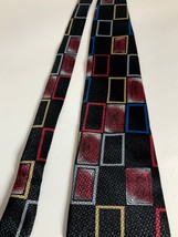 Tie HAGGAR Ca 1980 Rectangles, Red Black Silver, Gold, Tall Extra Long M... - $14.85