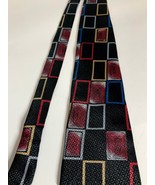 Tie HAGGAR Ca 1980 Rectangles, Red Black Silver, Gold, Tall Extra Long M... - $14.85