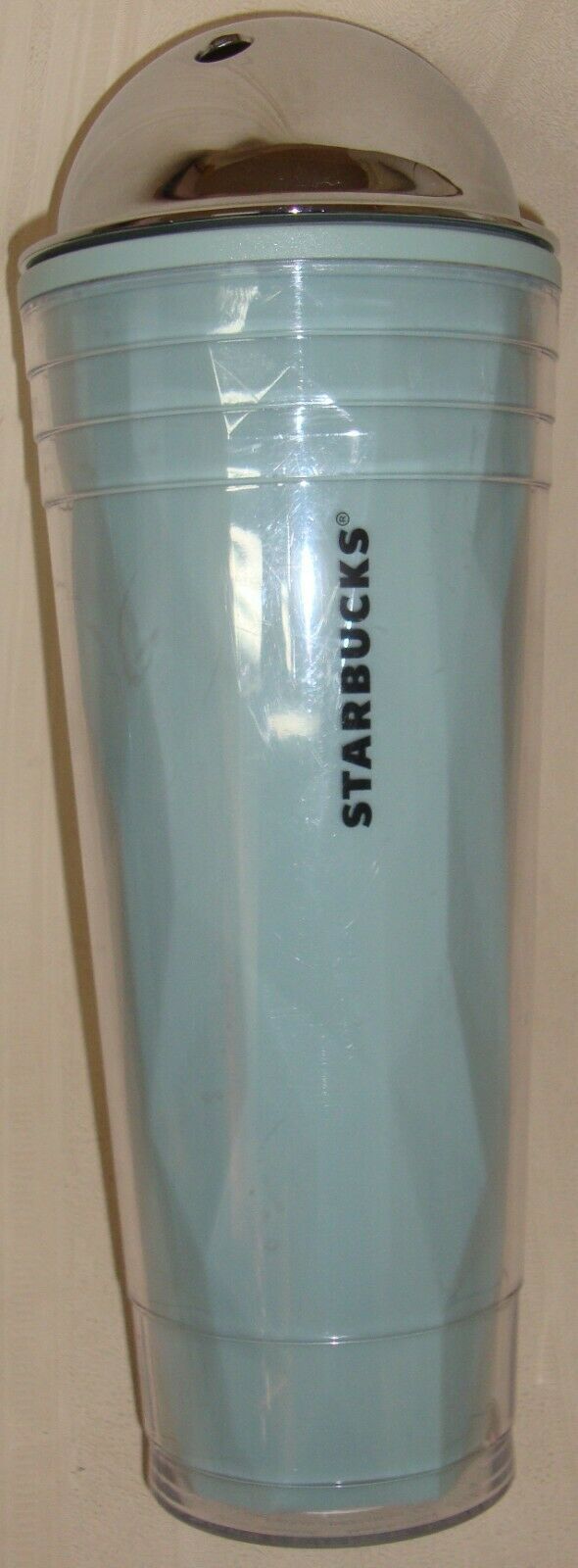 Starbucks Blue Prism Dome Plastic Tall Travel Tumbler 24 oz  2012, No Straw - $14.84