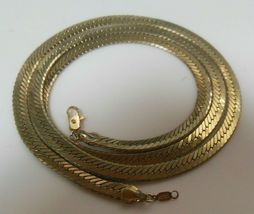 14K GP herringbone chain necklace 30&quot; Long - £22.57 GBP
