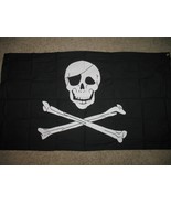 3x5 Jolly Roger Pirate with Patch Embroidered Sewn 100% Cotton Flag 3&#39;x5... - $74.54 CAD