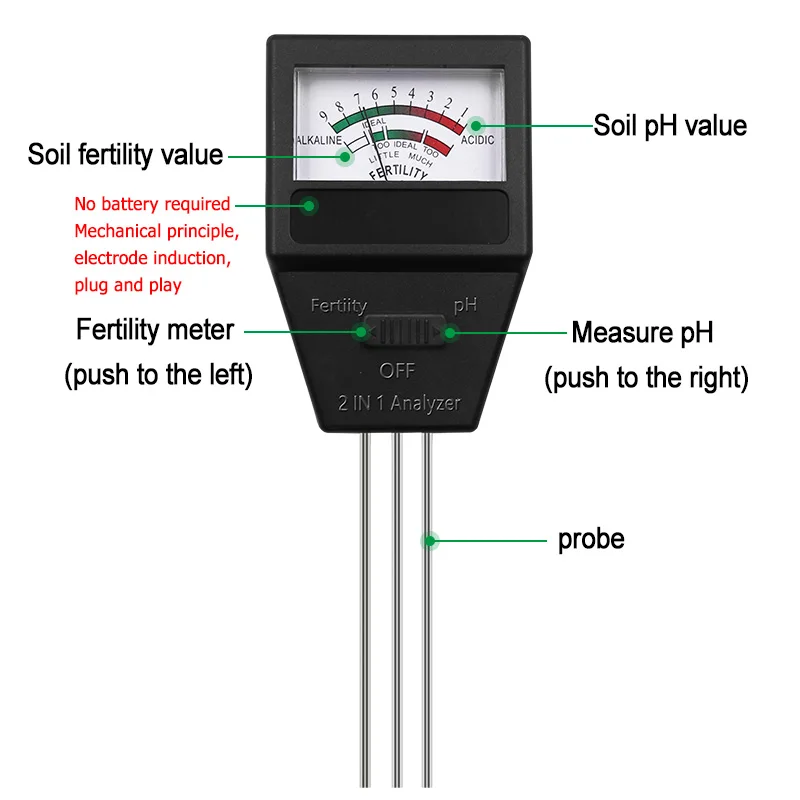 2 in 1 Soil PH Fertility Meter With 3 Probes Soil PH Tester Plant Fertile Measur - £139.01 GBP