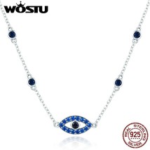 WOSTU 925 Sterling Silver Vintage Lucky Eyes Chains Necklace For Women S925 Silv - £19.59 GBP