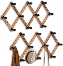 2 Pack Expandable Coat Rack, Accordion Wall Hangers, Wooden Hat, 10 Peg ... - $39.99