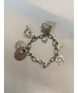 Vintage Sterling Silver Charm Bracelet Birthday Graduation Marriage Paint - €57,15 EUR