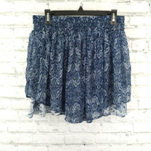 Converse One Star Womens Skirt Size 8 Mini Blue Floral Elastic Waist Layered - £12.65 GBP