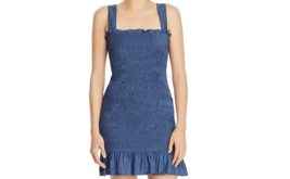 Women Do and Be Smocked Mini Dress Size M Denim Blue B4HP Used - $14.95