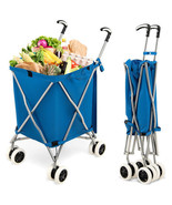 Folding Shopping Utility Cart with Water-Resistant Removable Canvas Bag-... - £127.56 GBP