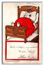 Comic Sleeping Man Mosquito On Head Has Feeling For You UDB Postcard S2 - £4.06 GBP