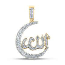 10kt Yellow Gold Mens Baguette Diamond Allah Moon Charm Pendant 3/4 Cttw - £679.45 GBP