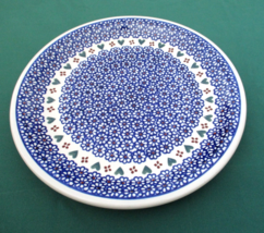 Zaklady Boleslawiec Polish Pottery Dinner Plate 10.75&quot; Blue with Hearts ... - £24.22 GBP