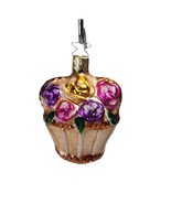 Vintage Inge-Glas Bouquet Basket of Roses Pink W Germany Blown Glass Orn... - $27.34 CAD