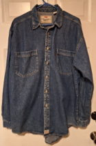 Vintage Levis Denim Shirt Mens Large L Red Tab Metal Button Medium Wash 90s - $29.10