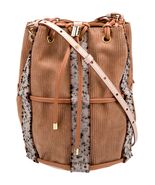 Ulla Johnson Willow Small Drawstring Bucket Bag Corduroy Tweed Tan Cross... - $346.50