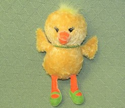 Yellow Easter Chick Plush Duck Green Shoes And Necklace Stuffed Animal 9&quot; Toy - £10.76 GBP