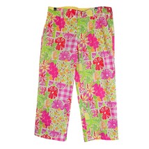  Vtg Lilly Pulitzer Size 4 Capri Pants Palm Beach Fit Colorful White Lab... - $37.17