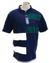 Izod Blue &amp; Green Varsity Rugby Short Sleeve Polo Shirt Men&#39;s NWT - £62.68 GBP