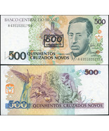 Brazil 500 Cruzeiros. ND (1990) UNC Overprint. Banknote Cat# P.226b - £0.82 GBP