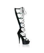 PLEASER DEL698/B/M Sexy Black Platform Lace Up 6" Knee High Heels Exotic... - $85.95