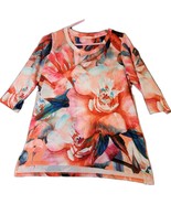 Soft Surroundings Sahara Floral Tunic Top Colorful Shirt Long Line Sz PS Light - $21.73