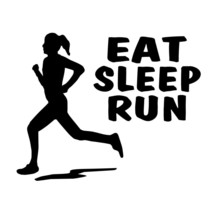 EAT SLEEP RUN girl woman decal for marathon runner, jogging bumper sticker BLACK - £7.93 GBP