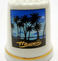 Porcelain Thimble Vintage Hawaii Beach Palm Trees Sunset - £15.56 GBP