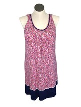 DKNY Dress Long Tunic Sleeveles Womens L 14-16 Pink Blue T Shirt Summer Stretch - £12.86 GBP