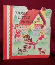 Three Little Puppies 1949 Fine Linenette Book Childrens Color Illustrated Pets - £10.81 GBP