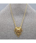 14k Gold Plated South Indian Temple Necklace Ball Dangle Multicolor Rhin... - $650.67 MXN