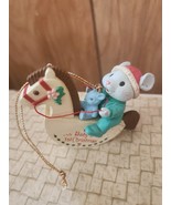 Baby’s First Christmas - Tree Ornament Mouse Holding A Teddy Bear Riding... - $20.82 CAD