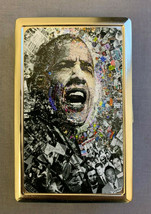 Obama Art 44th President D2 Silver Case / Metal Wallet Card Money Holder - £13.38 GBP