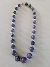 Vintage Jewelry Necklace Purple Swirl Chunky Bead Necklace - $5.99