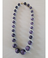 Vintage Jewelry Necklace Purple Swirl Chunky Bead Necklace - $111.09 MXN