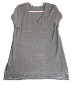 Eileen Fisher Sz M Black White Striped Nautical 100% Organic Linen SS Sh... - $29.70