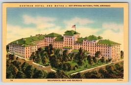 Postcard Eastman Hotel and Baths Hot Springs National Park Arkansas Linen - £3.99 GBP