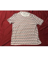 Nike AOP Swoosh Tee L White Red Blue Striped All Over Print T-Shirt CV98... - $367.41 MXN