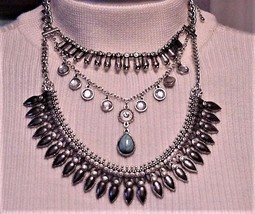 Unsignd Southwestern 3 Strand Turquoise Rhinestone Necklace - $39.95