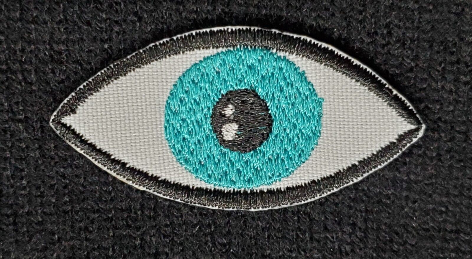 Teal Green Eye Embroidered Applique Iron On Patch 2.1&quot; x 1&quot; Eyeball Optical - $4.14+