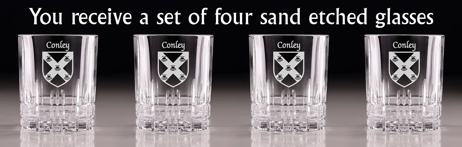 Conley Irish Coat of Arms Perfect Serve Cut Glass Tumbler - Set of 4 Item image 5