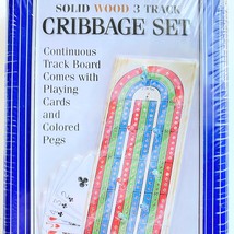 2004 Cardinal Cribbage Game Set 3 Track Solid Wood with Pegs &amp; Cards NIB - £10.44 GBP