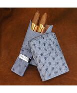 Brizard American Blue Jeans Ostrich 3 Cigar Case &amp; Venezia  Lighter  NIB - $12,547.04 MXN