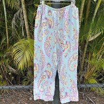 Nick &amp; Nora 100% Silk Pajama Pants Floral Paisley Pastel Pjs Women&#39;s XXL - $49.49
