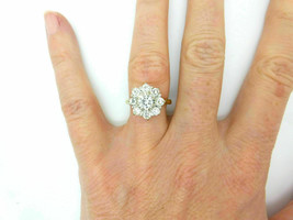 2 Karat simulierter Diamant-Claster-Ehering im Rundschliff, 14 Karat Gelbgold ve - £41.81 GBP