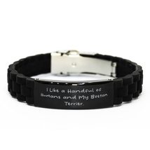 Cheap Boston Terrier Dog Gifts, I Like a Handful of Humans and My, Holiday Black - £17.64 GBP