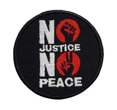 No Justice No Peace Embroidered Iron On/Sew On Patch Hook &amp; Loop Availab... - £4.31 GBP+