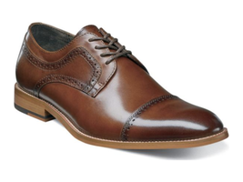 Shoes Stacy Adams Dickinson Cap Toe Oxford Cognac Leather 25066-221 - £83.17 GBP