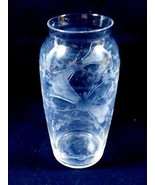 Vintage Clear glass bud vase acid etched Trumpet Flower  Bow 6&quot; - £15.82 GBP