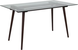 Flash Furniture Meriden Rectangular Solid Wood Table Glass Top,, Clear/Espresso - £248.80 GBP